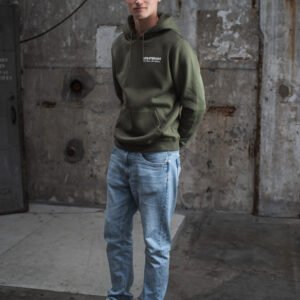 nob studios hoodie olive green/ white